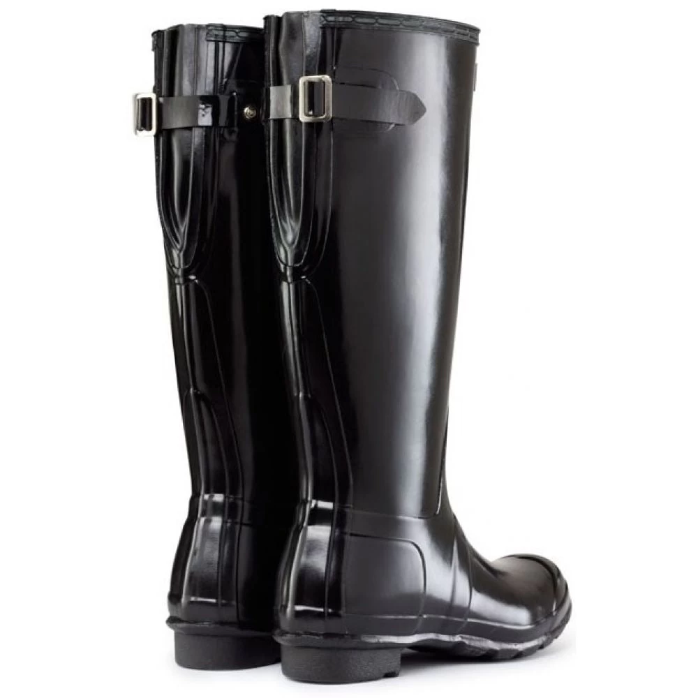 Hunter Women's Original Back Adjustable Gloss Rain Boots In Black 5 Hunter Women's Original Back Adjustable Gloss Rain Boots In Black - Image 3