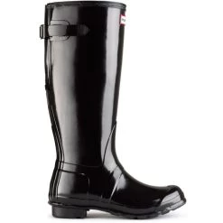 Hunter Women's Original Back Adjustable Gloss Rain Boots In Black