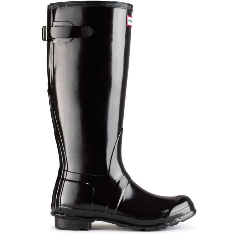 Hunter Women's Original Back Adjustable Gloss Rain Boots In Black 3 Hunter Women's Original Back Adjustable Gloss Rain Boots In Black