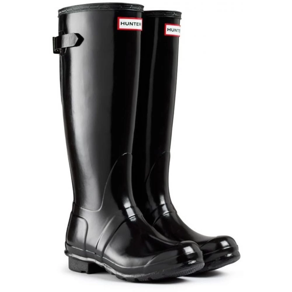 Hunter Women's Original Back Adjustable Gloss Rain Boots In Black 4 Hunter Women's Original Back Adjustable Gloss Rain Boots In Black - Image 2
