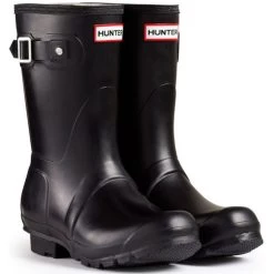 Hunter Women's Original Short Rain Boots In Black -Chic Shoe Specialty Store 1 9 19 hunter original short wellington boots black 1 1100x