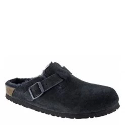 Birkenstock Boston Shearling Suede Leather In Black -Chic Shoe Specialty Store 2 5 259881 1100x