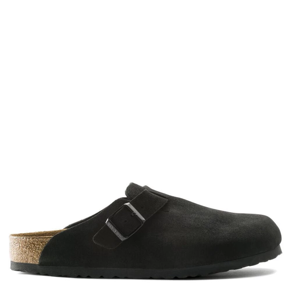 Birkenstock Boston Softbed Suede Leather In Black 3 Birkenstock Boston Softbed Suede Leather In Black