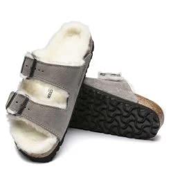 Birkenstock Women's Arizona Shearling In Stone Coin -Chic Shoe Specialty Store BI 1017402 521W 3 1100x