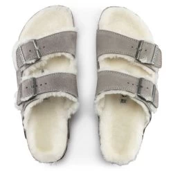 Birkenstock Women's Arizona Shearling In Stone Coin -Chic Shoe Specialty Store BI 1017402 521W 4 1100x