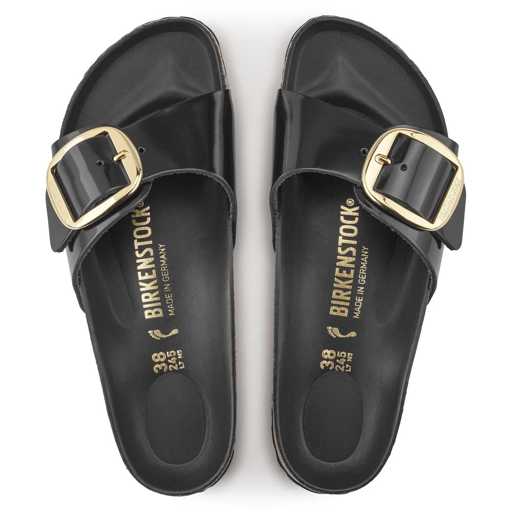 Birkenstock Women's Madrid Big Buckle Oiled Leather In High Shine Black (Narrow Width) 5 Birkenstock Women's Madrid Big Buckle Oiled Leather In High Shine Black (Narrow Width) - Image 3