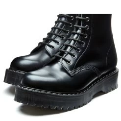 Solovair 8 Eye Zip Platform Derby Boot In Black Hi-Shine -Chic Shoe Specialty Store SV S8 551 BK ZIP HI 111 4 1100x