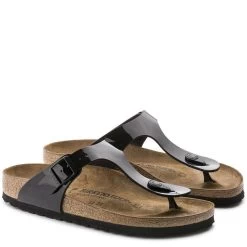 Birkenstock Gizeh Birko-Flor Patent In Black -Chic Shoe Specialty Store b i birkenstock birko flor patent black 43663 3 1100x
