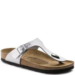 Birkenstock Gizeh Birko-Flor In Silver -Chic Shoe Specialty Store b i birkenstock gizeh birk flor silver 43853 2 1100x